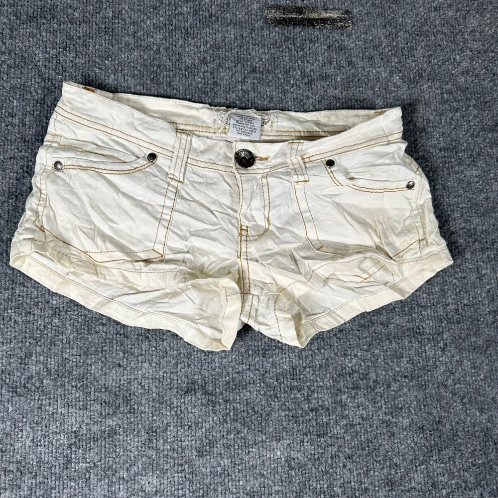 Freestyle Revolution Shorts Womens Size 1 White Denim Mini Low Rise Contrast